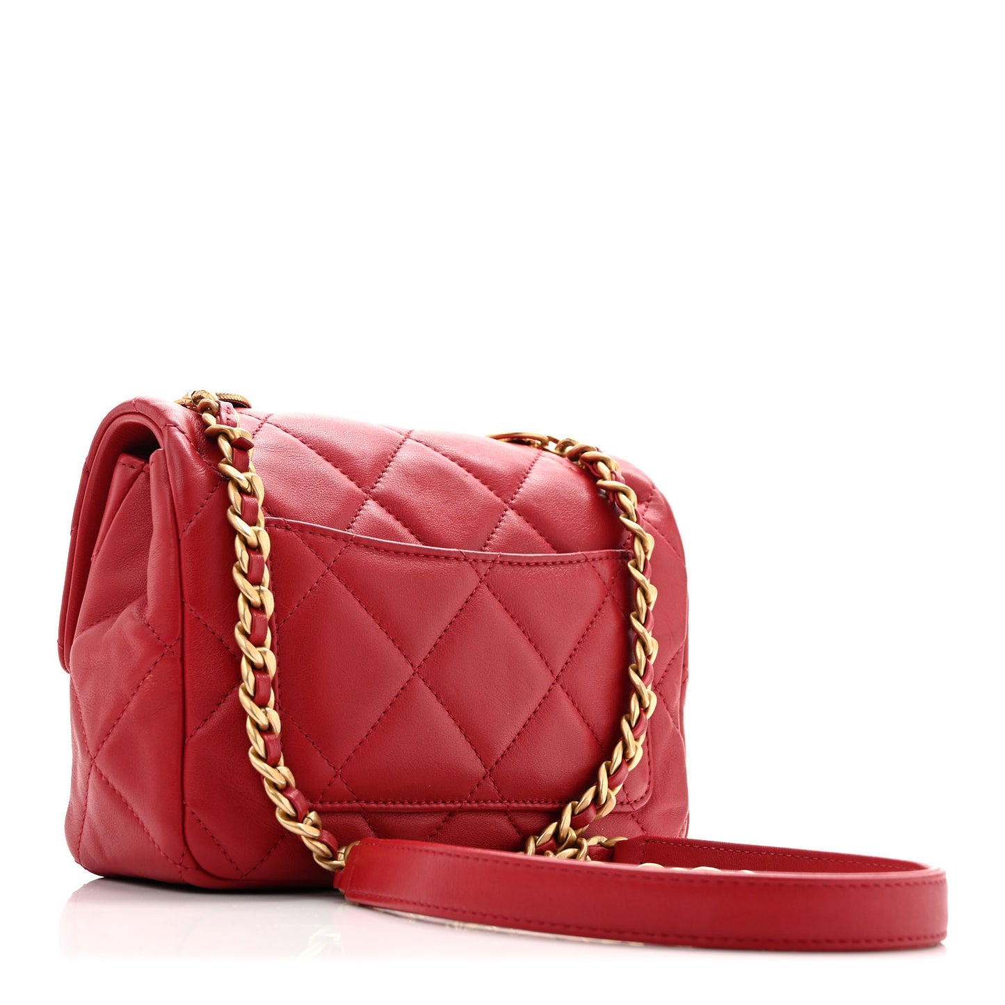 Calfskin Quilted Mini Charms Flap Red