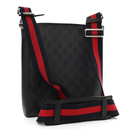 Gucci GG Supreme Monogram Web Small Flat Messenger Bag Black Grey 3 of 12