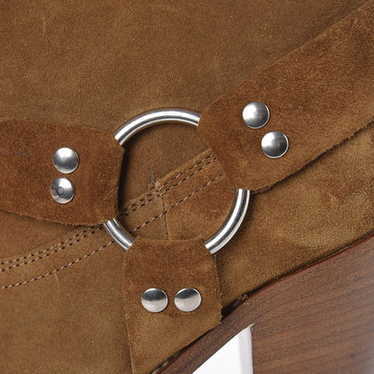 Saint Laurent Suede Curtis Harness Ankle Booties 39.5 Tan 11 of 12
