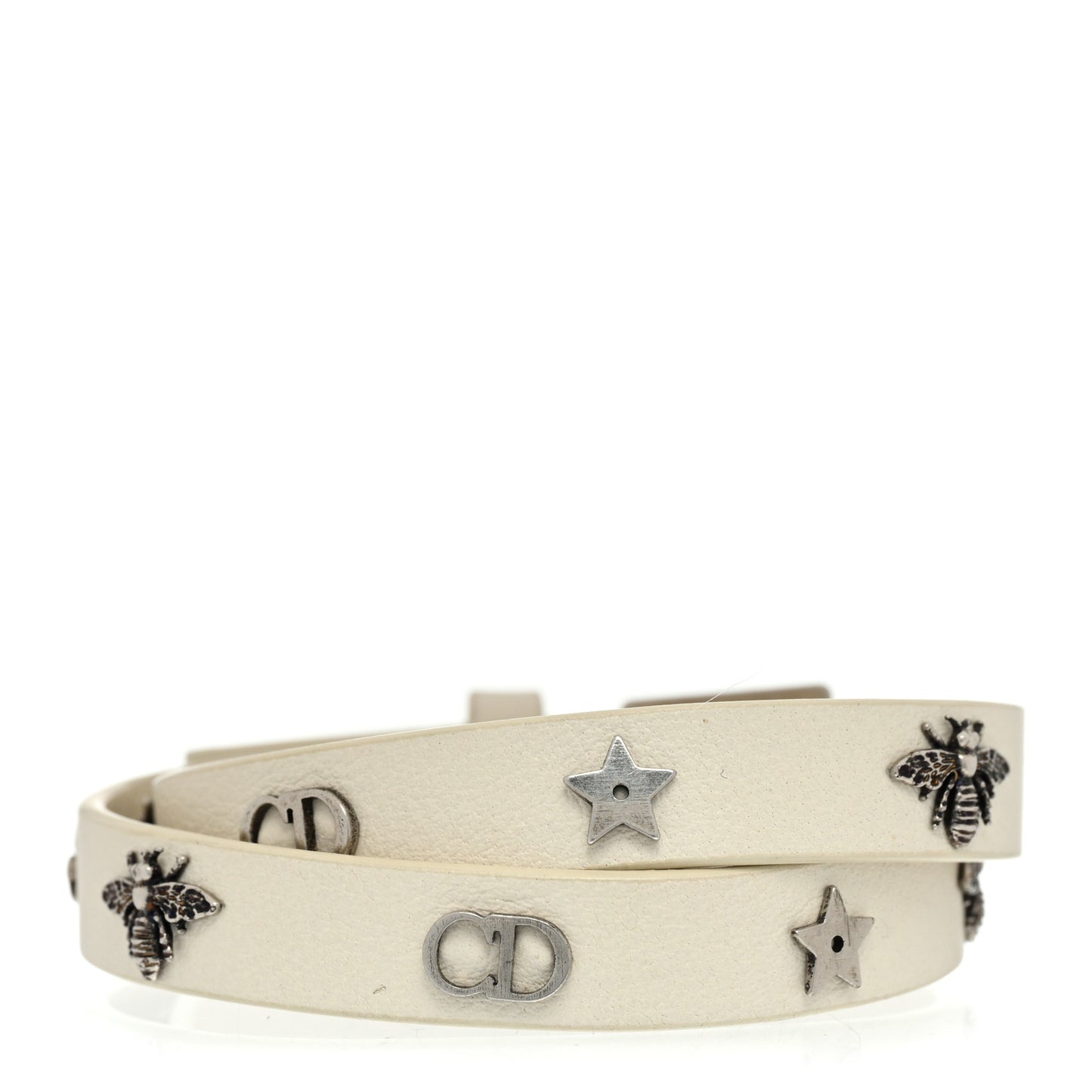 Calfskin Bee Double Bracelet White