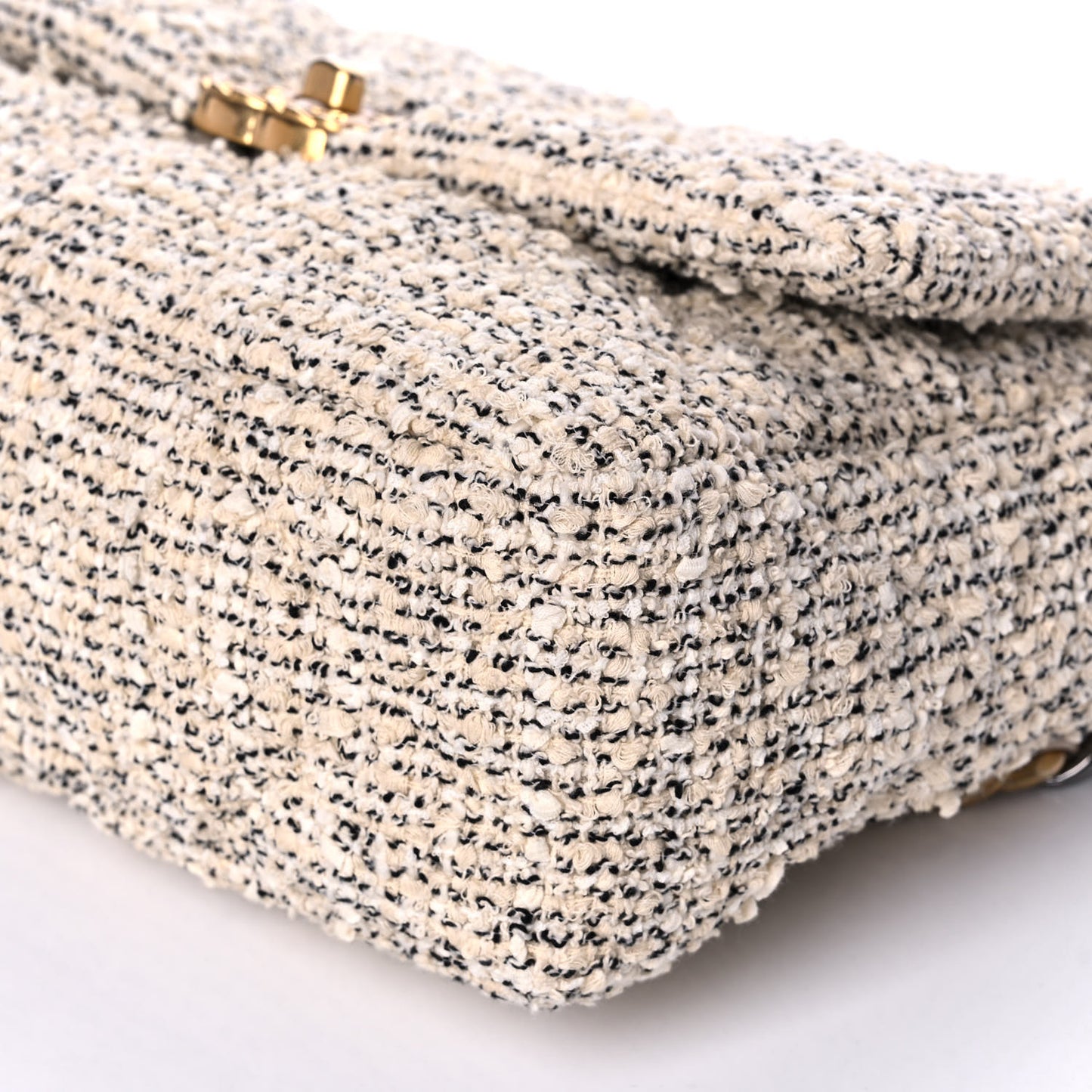 Tweed Quilted Large Chanel 19 Flap Ecru Black