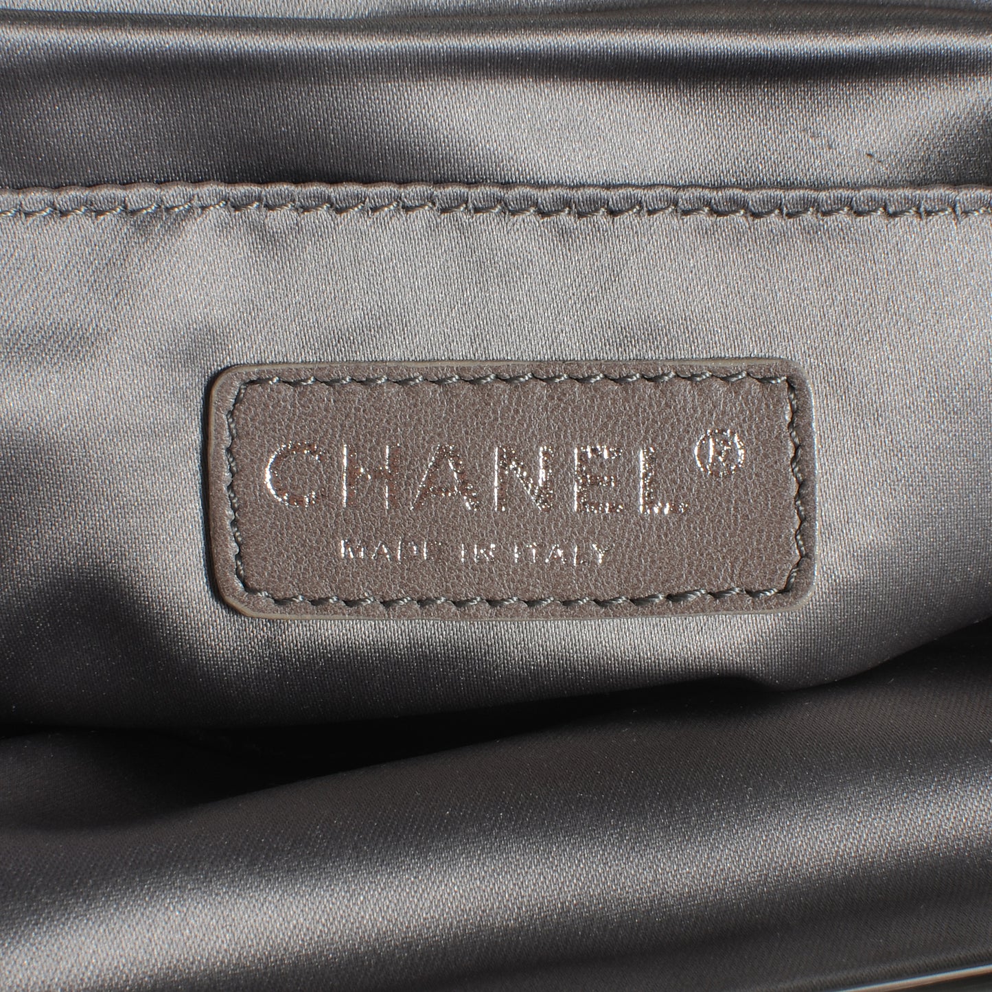 Calfskin Crackled CC Mix Frame Clutch Gold Silver