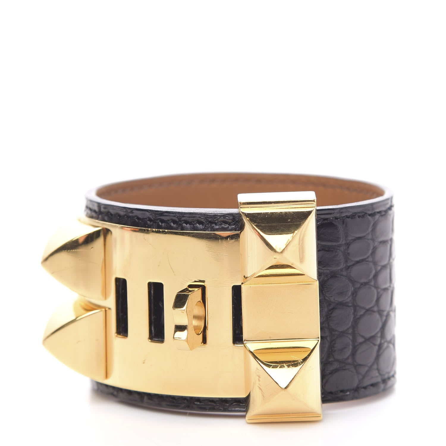 Hermes Matte Alligator Collier de Chien CDC Bracelet S Black 3 of 7