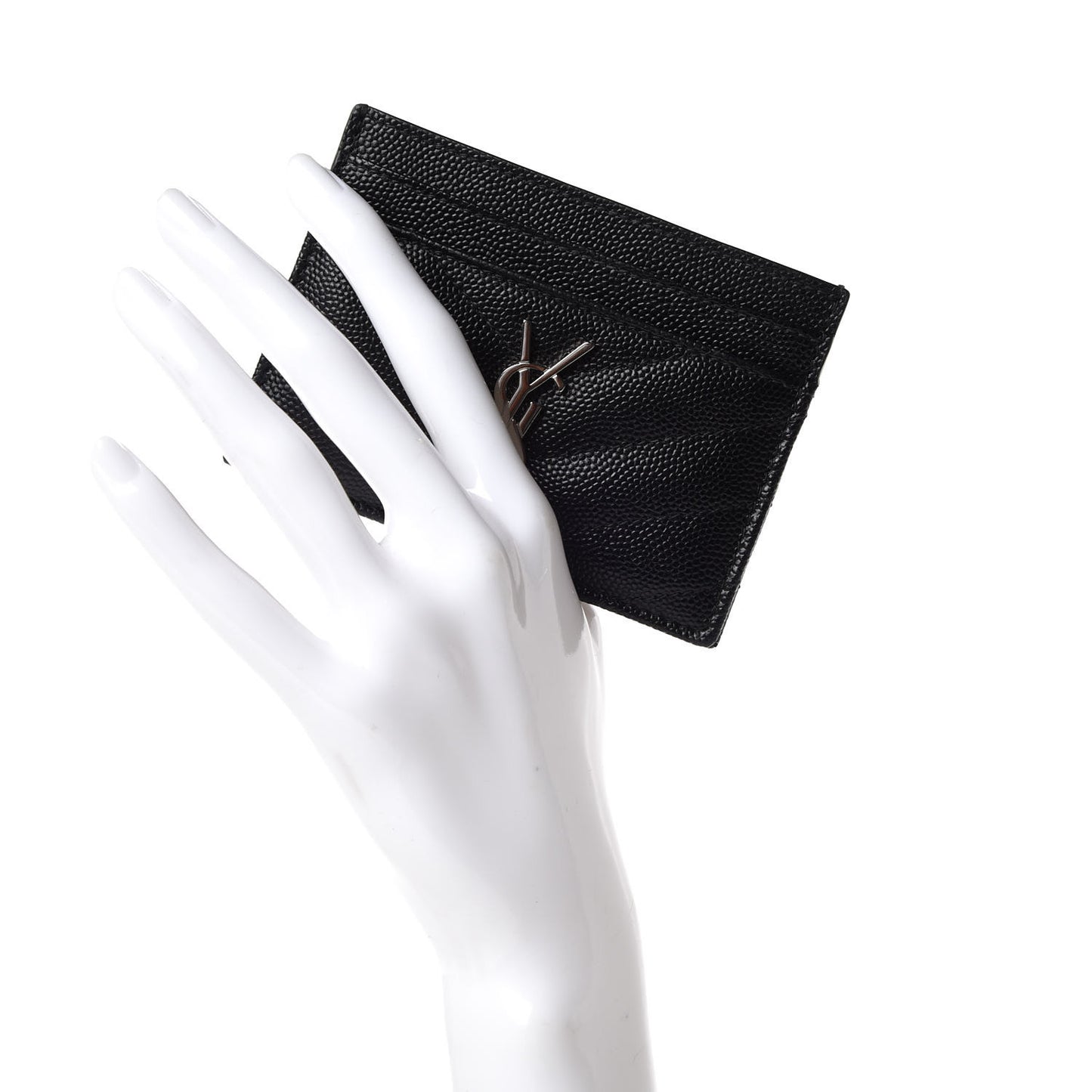 Grain De Poudre Matelasse Chevron Monogram Credit Card Case Black