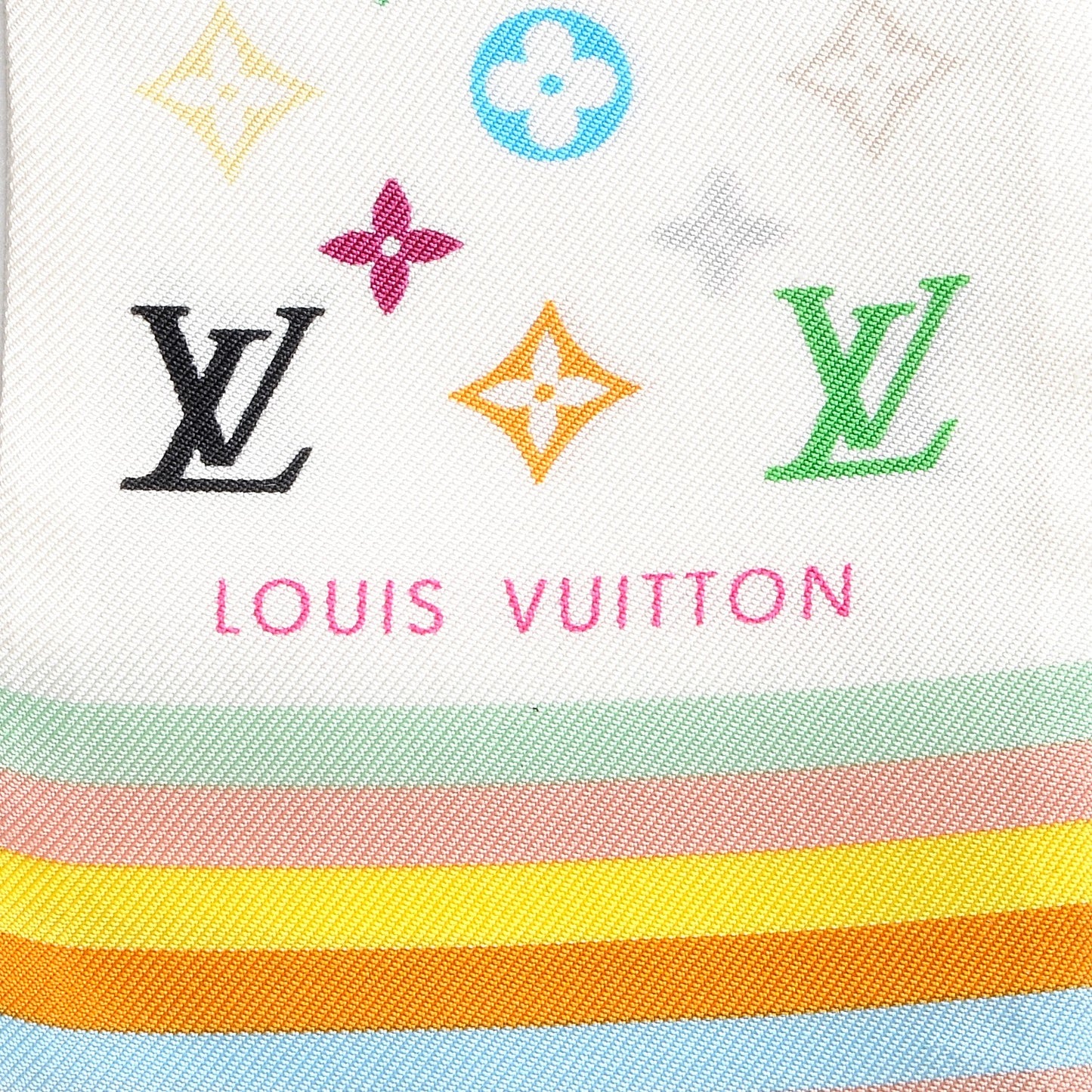Silk Monogram Multicolor Bandeau White