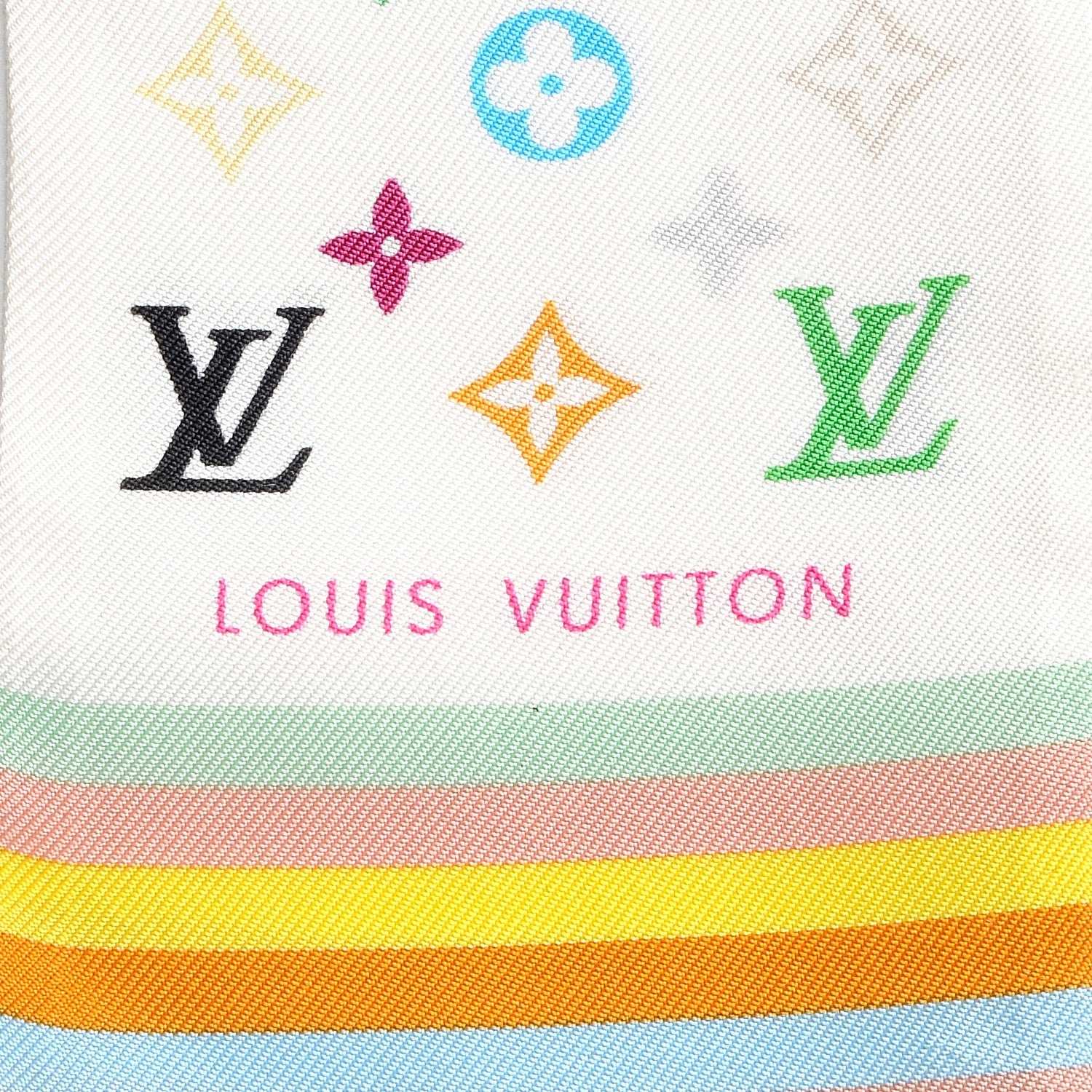 Louis Vuitton Silk Monogram Multicolor Bandeau White 3 of 3