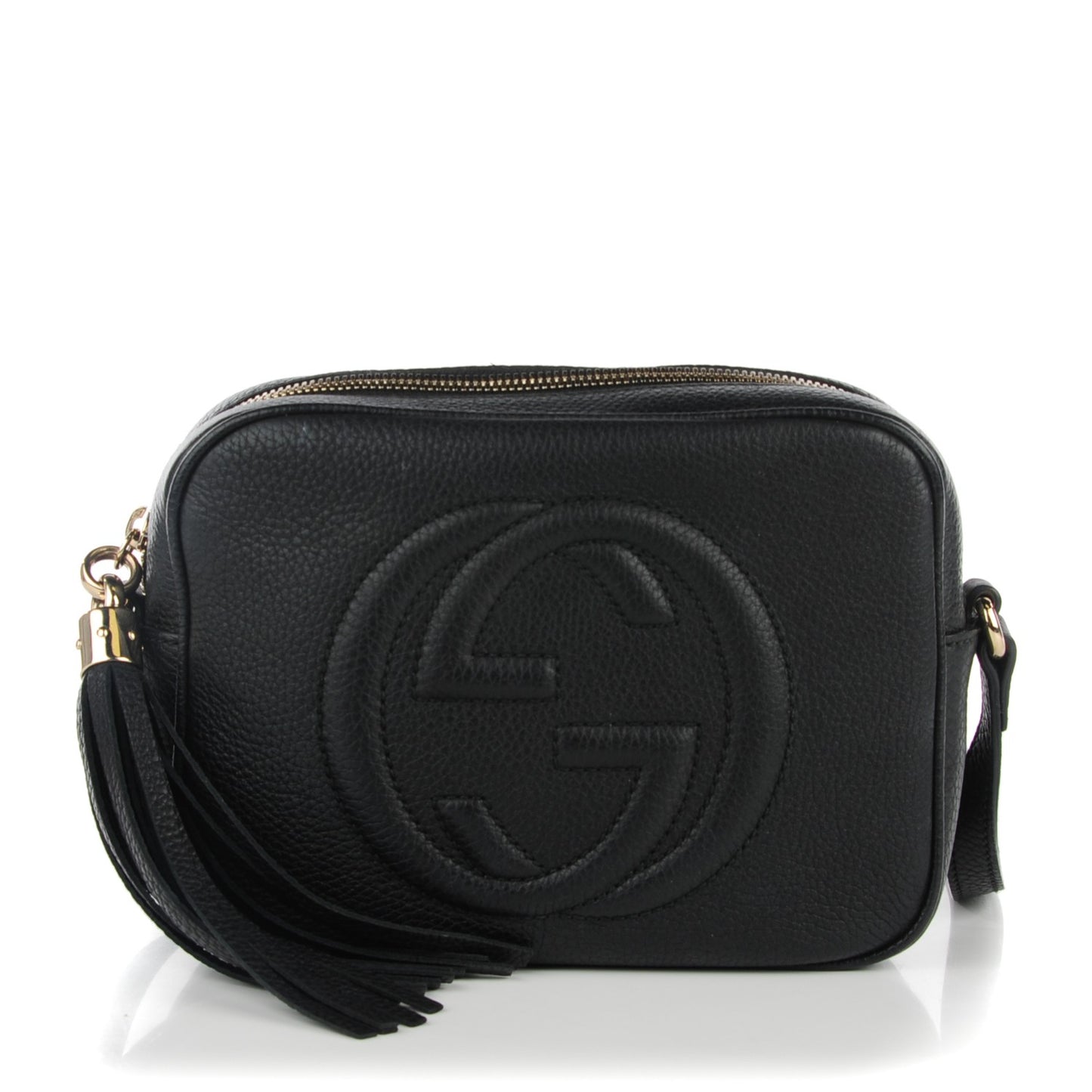 Pebbled Calfskin Small Soho Disco Bag Black
