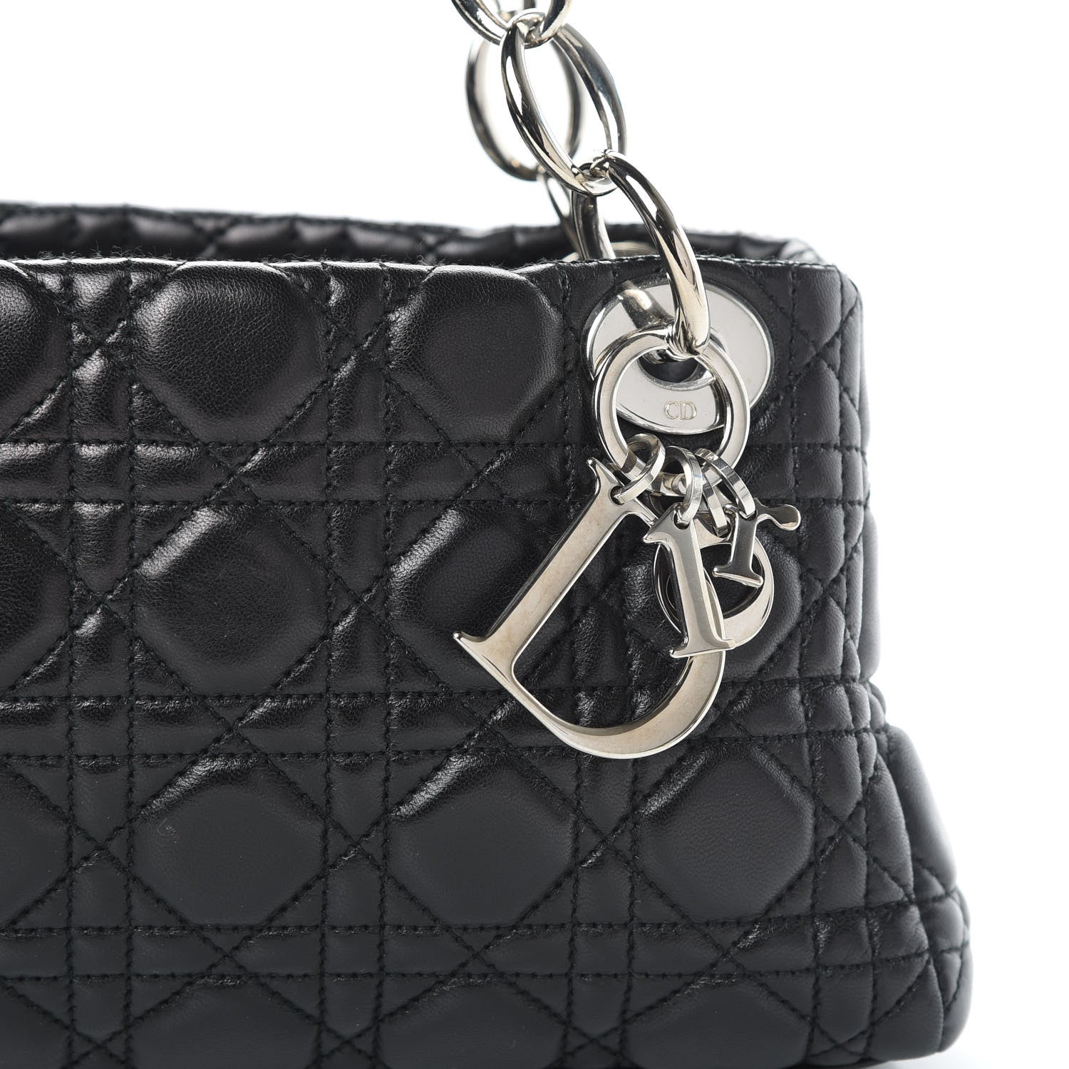 Christian Dior Lambskin Cannage Lady Dior Shoulder Bag Black 8 of 16