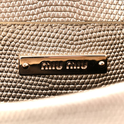 Miu Miu Metallic Vitello Lizard Embossed Confidential Chain Shoulder Bag Pirite 6 of 10