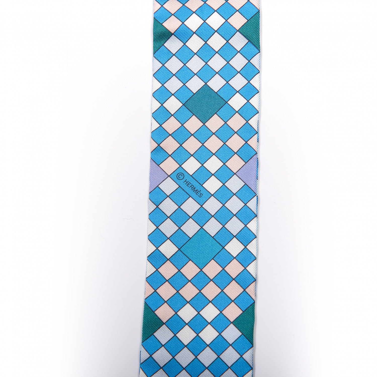 Hermes Silk Colliers De Chiens Remix Twilly White Turquoise 3 of 4