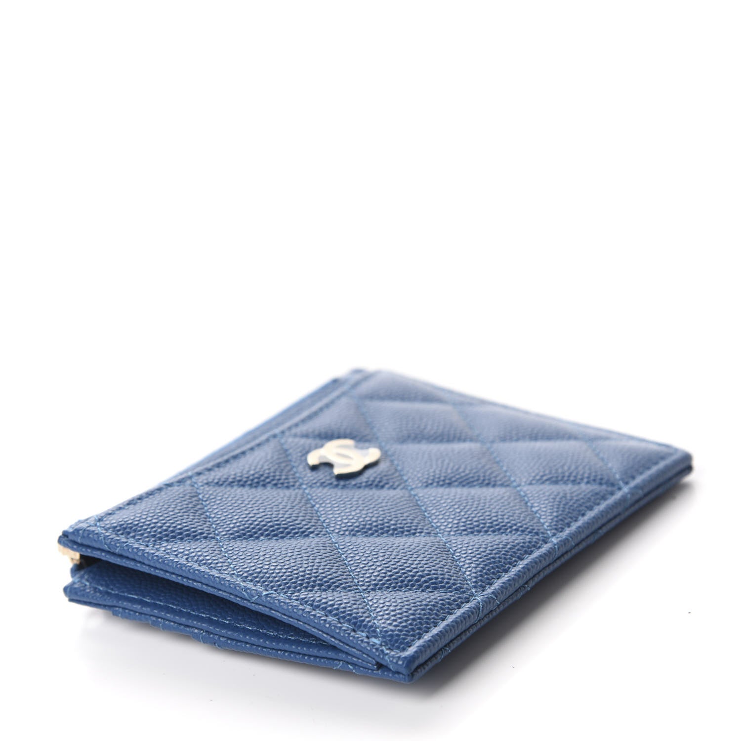 Chanel Caviar Quilted CC Zip Card Holder Blue 4 of 8