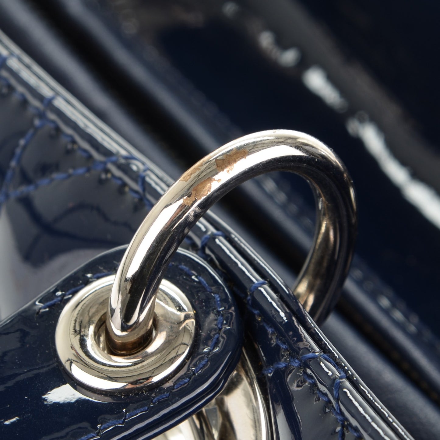 Patent Cannage Large Lady Dior Navy Blue