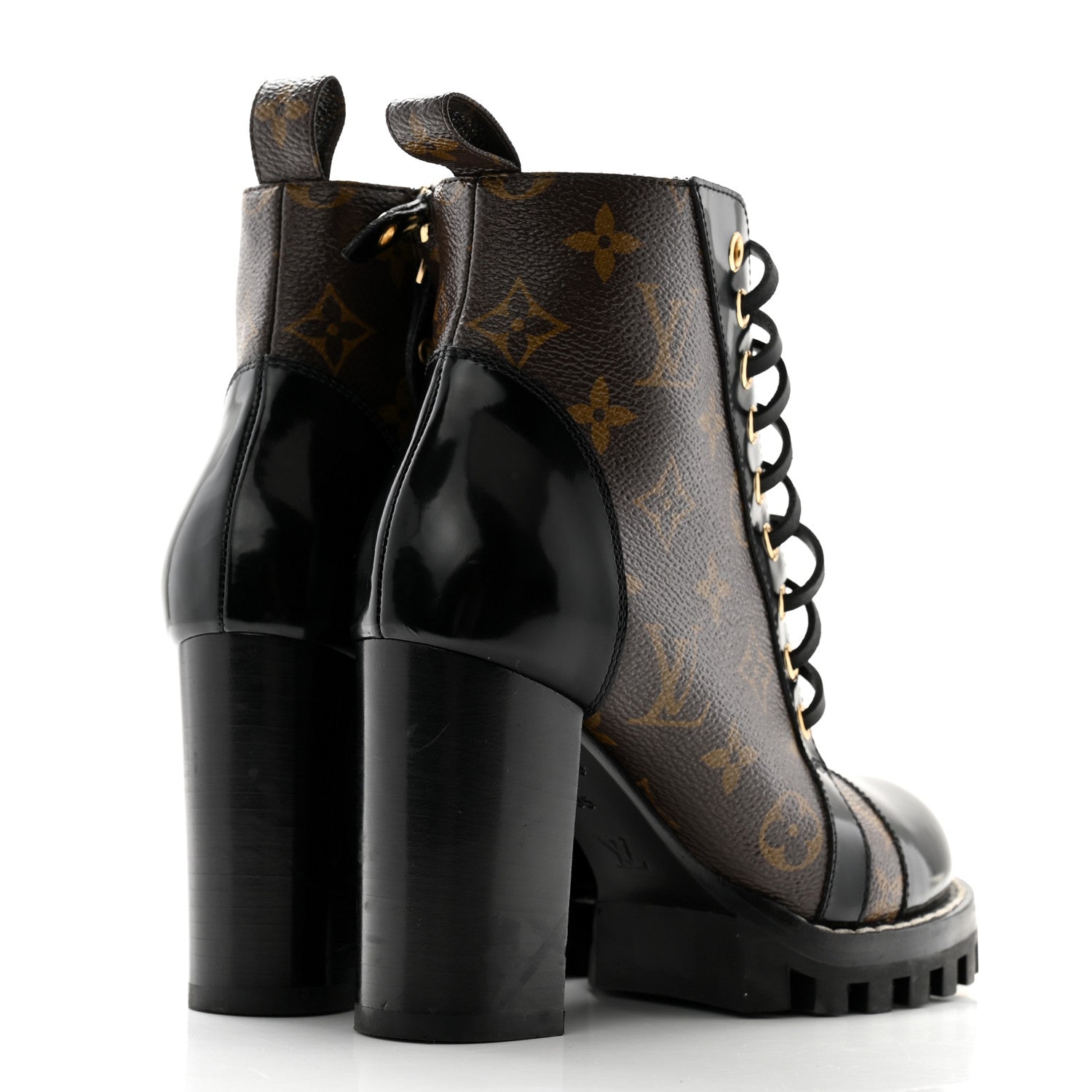 Louis Vuitton Patent Calfskin Monogram Star Trail Ankle Boots 35 Black 4 of 8