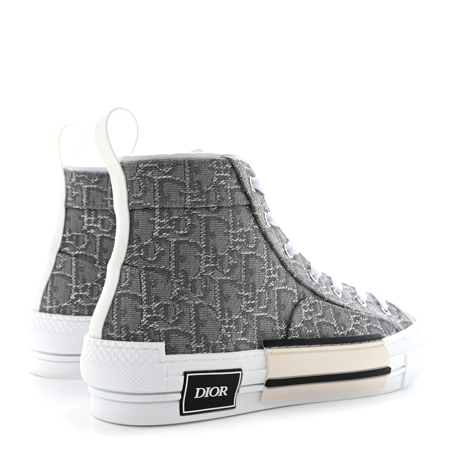 Christian Dior Metallic Oblique Jacquard Mens B23 High Top Sneakers 42 Grey 4 of 9