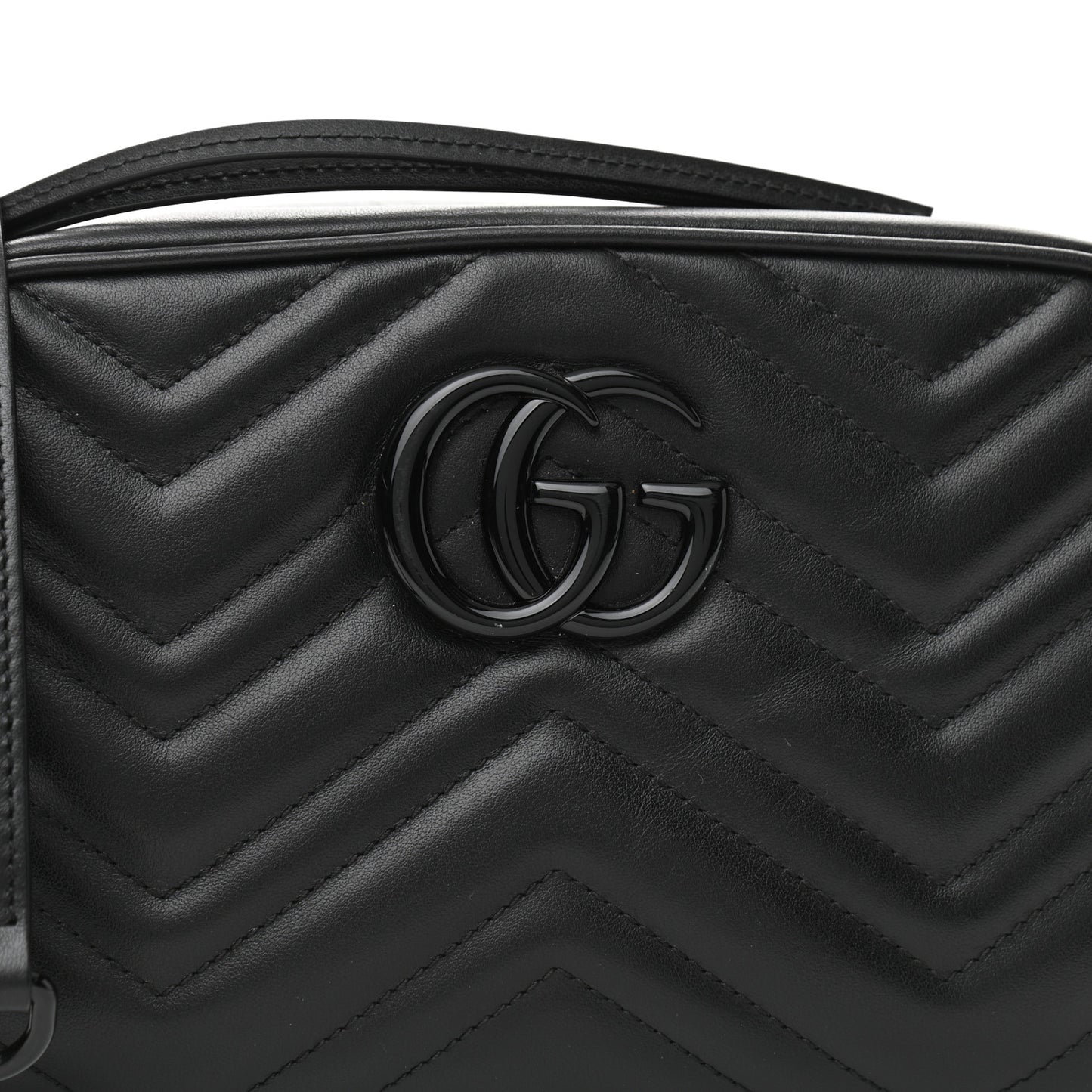 Calfskin Matelasse Monochrome Small GG Marmont Chain Shoulder Bag Black