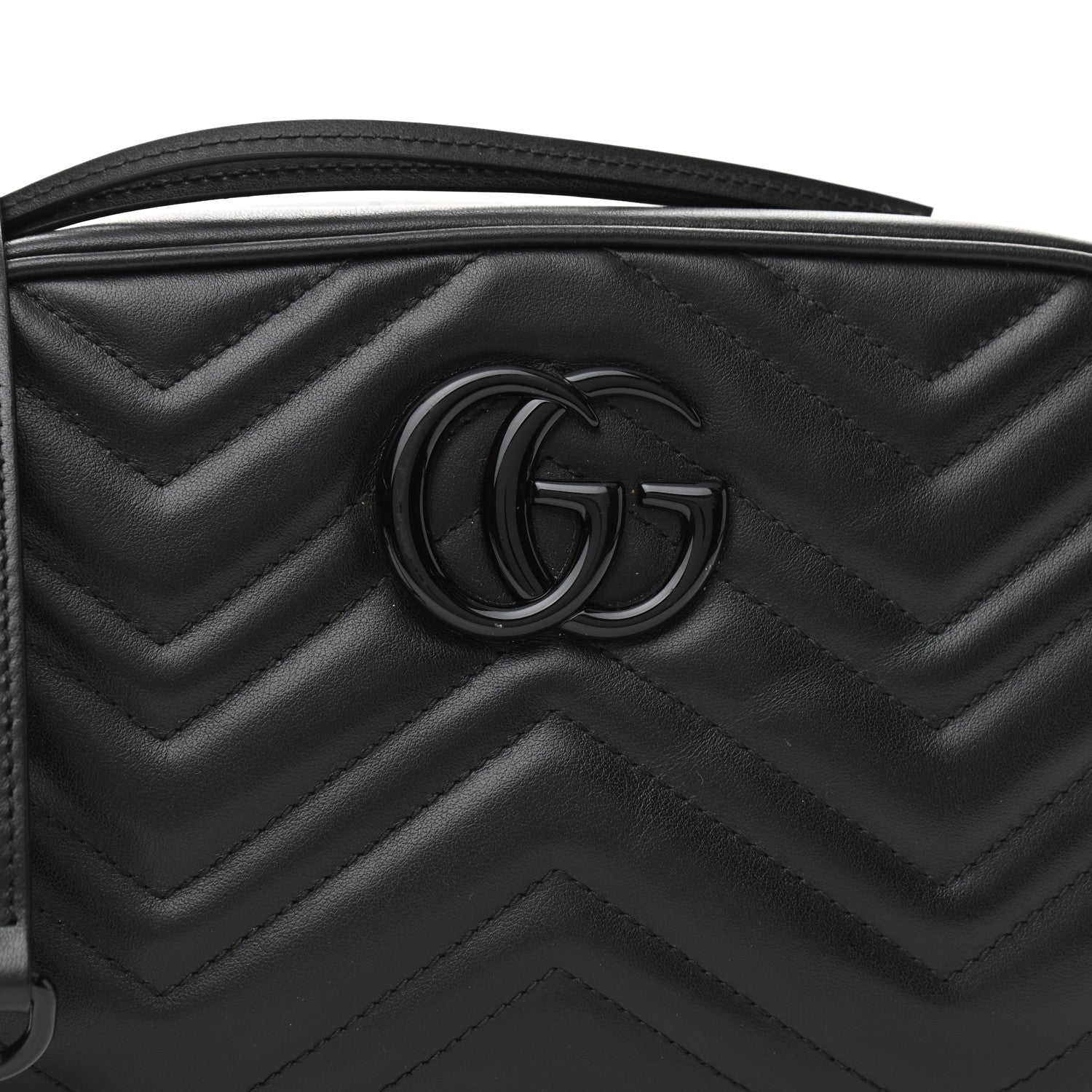 Gucci Calfskin Matelasse Monochrome Small GG Marmont Chain Shoulder Bag Black 7 of 10