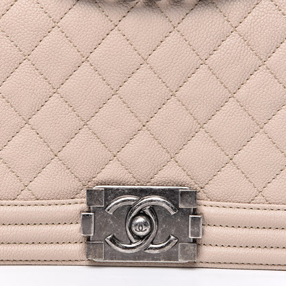 Chanel Caviar Quilted Medium Boy Flap Dark Beige 10 of 11
