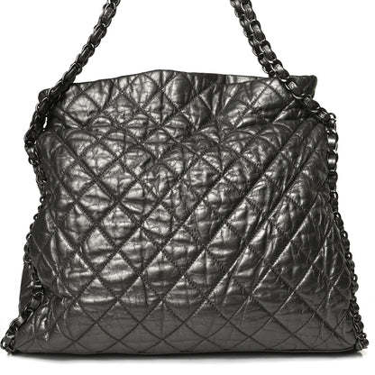Chanel Metallic Calfskin Quilted Medium Chain Me Hobo Dark Silver 8 of 15