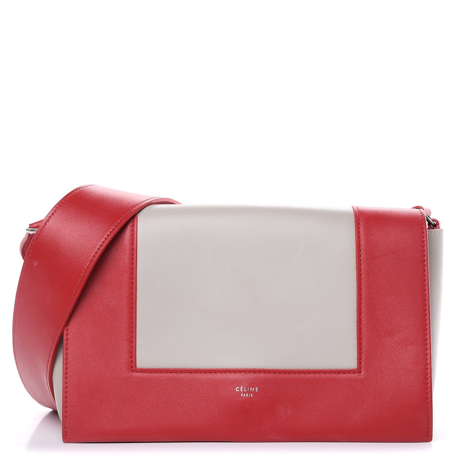 Celine Shiny Smooth Calfskin Medium Frame Shoulder Bag Poppy Red Clay 1 of 15