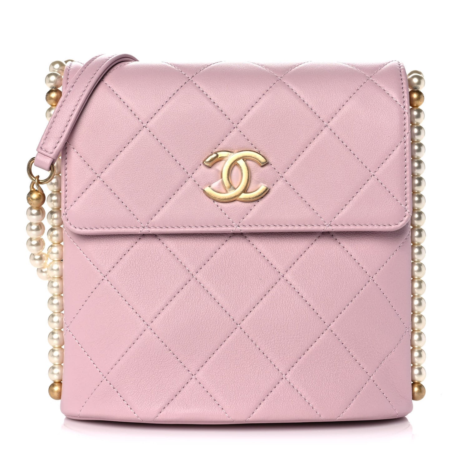 Calfskin Quilted Pearl Small About Pearls Hobo Bag Light Pink