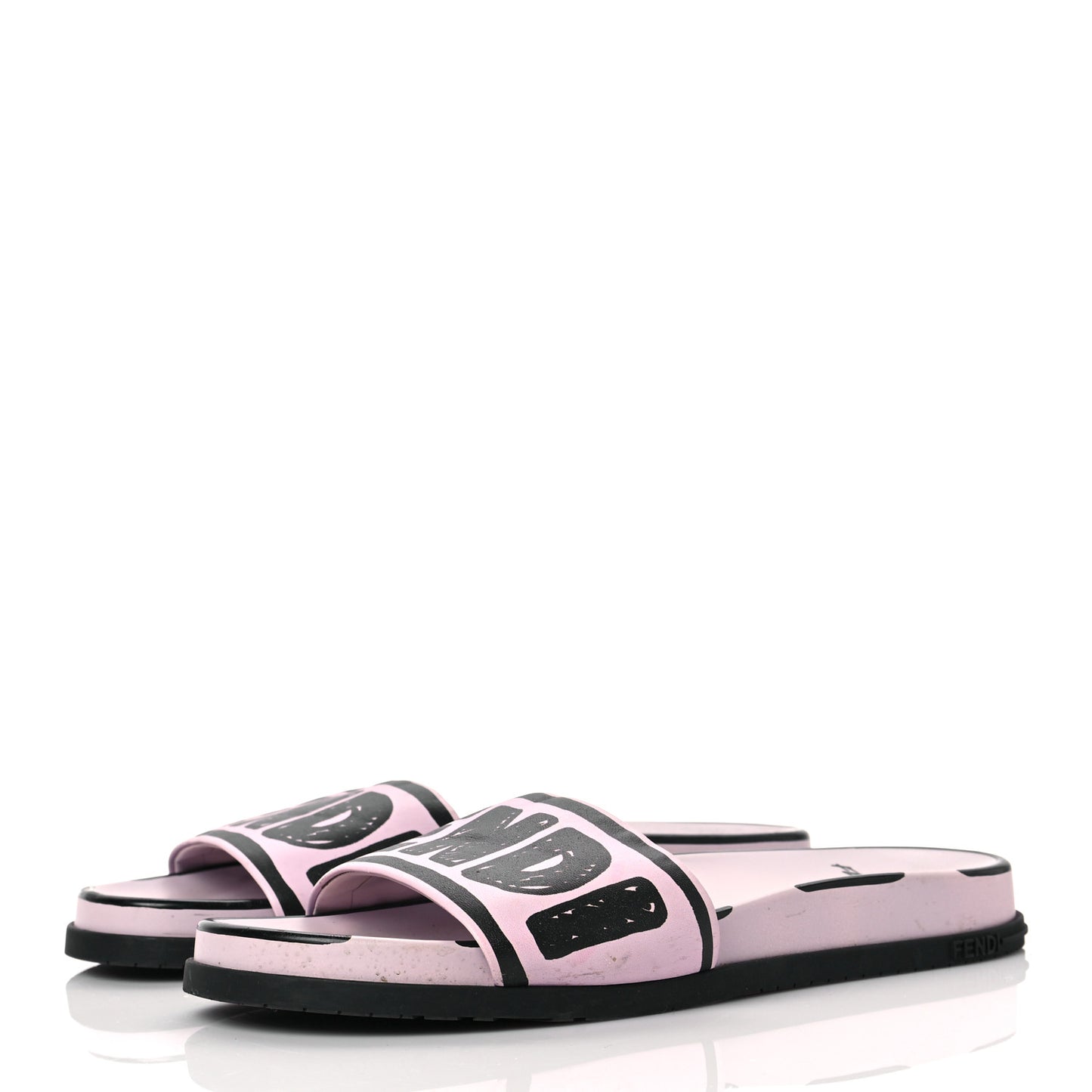 X JOSHUA VIDES Roma Calfskin Fussbetts Slide Sandals 41 Pink Xiloph White Black