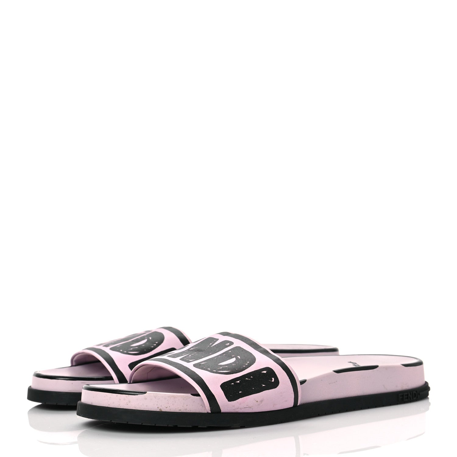 Fendi X JOSHUA VIDES Roma Calfskin Fussbetts Slide Sandals 41 Pink Xiloph White Black 4 of 9