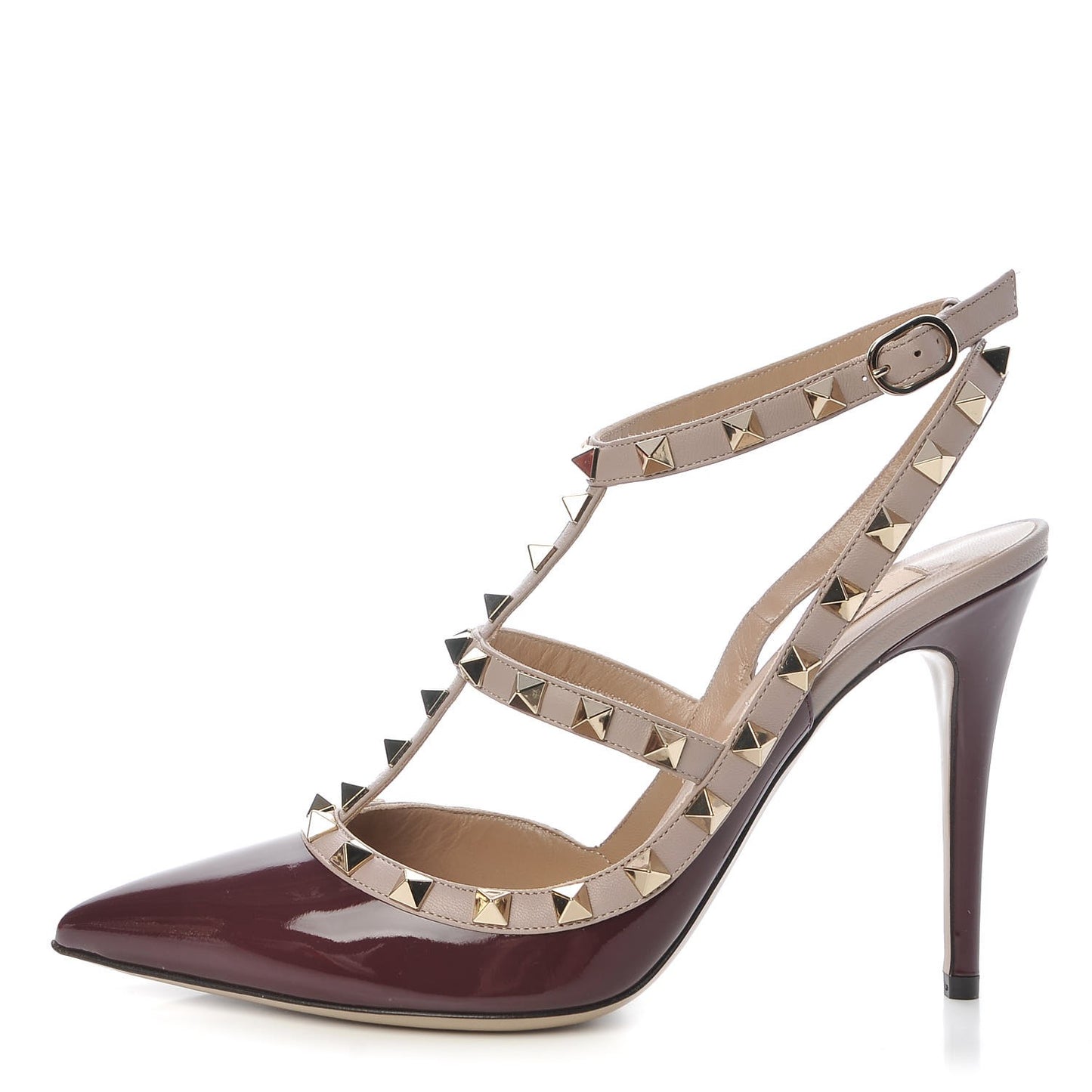 Patent Rockstud Ankle Strap 100mm Pumps 39 Vinaccia Poudre
