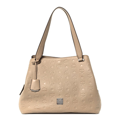 MCM Calfskin Ottomar Monogram Essential Hobo New Beige 1 of 10