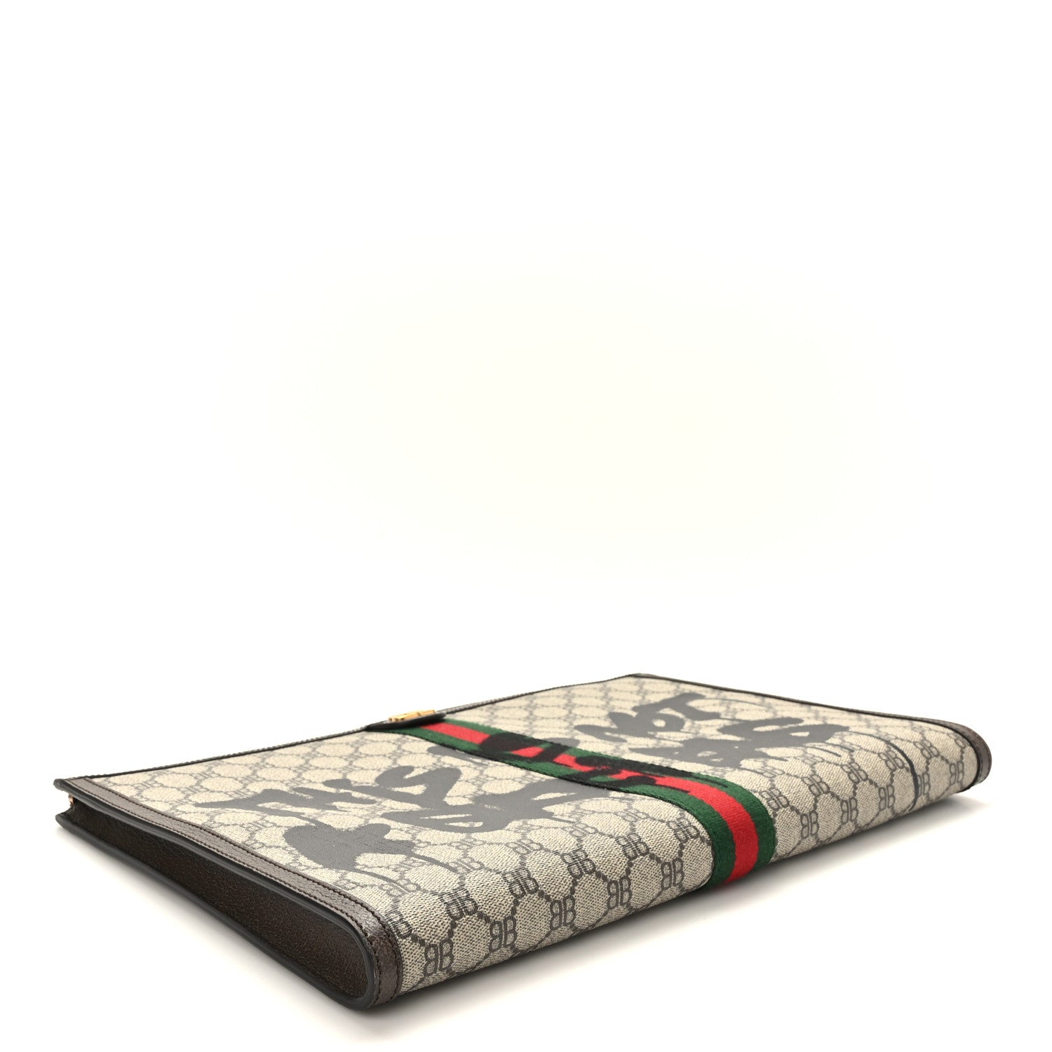 Gucci X BALENCIAGA BB Monogram Web Graffiti Ophidia Laptop Pouch Beige New Acero 4 of 8