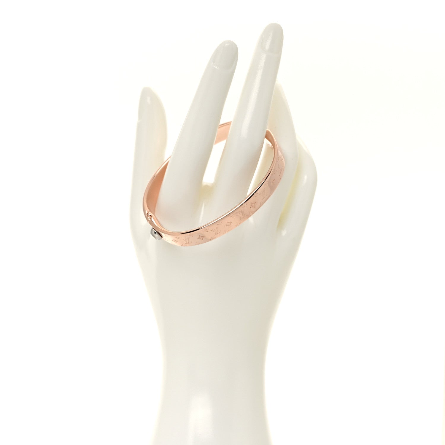 Louis Vuitton Brass Monogram Nanogram Cuff M Pink Gold 2 of 6