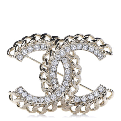 Chanel Crystal Chain CC Brooch Gold 1 of 5