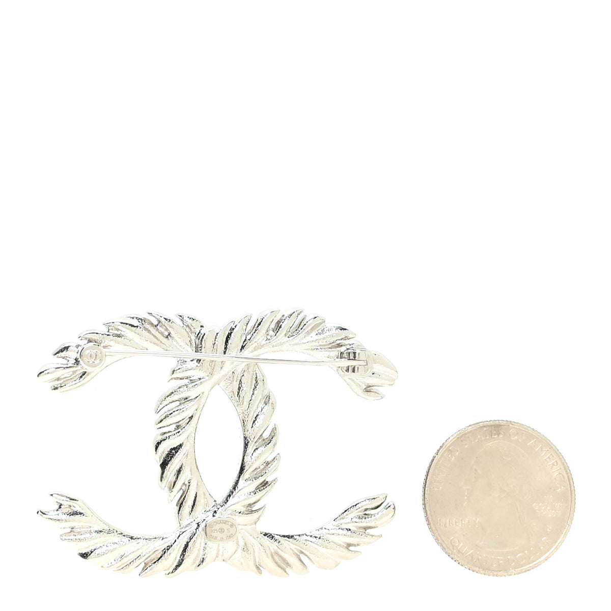 Crystal Large CC Brooch Silver