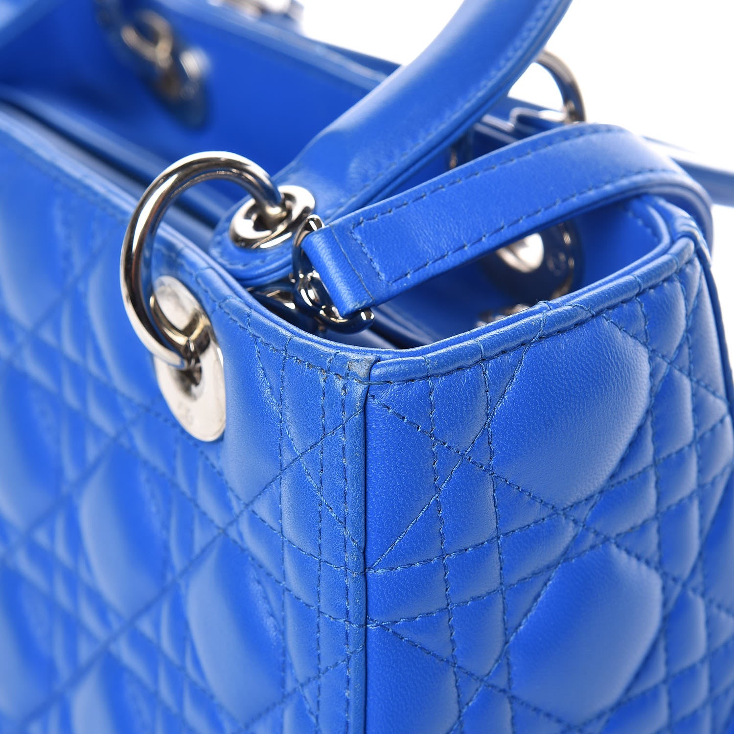 Christian Dior Lambskin Cannage Medium Lady Dior Blue Persan 14 of 17