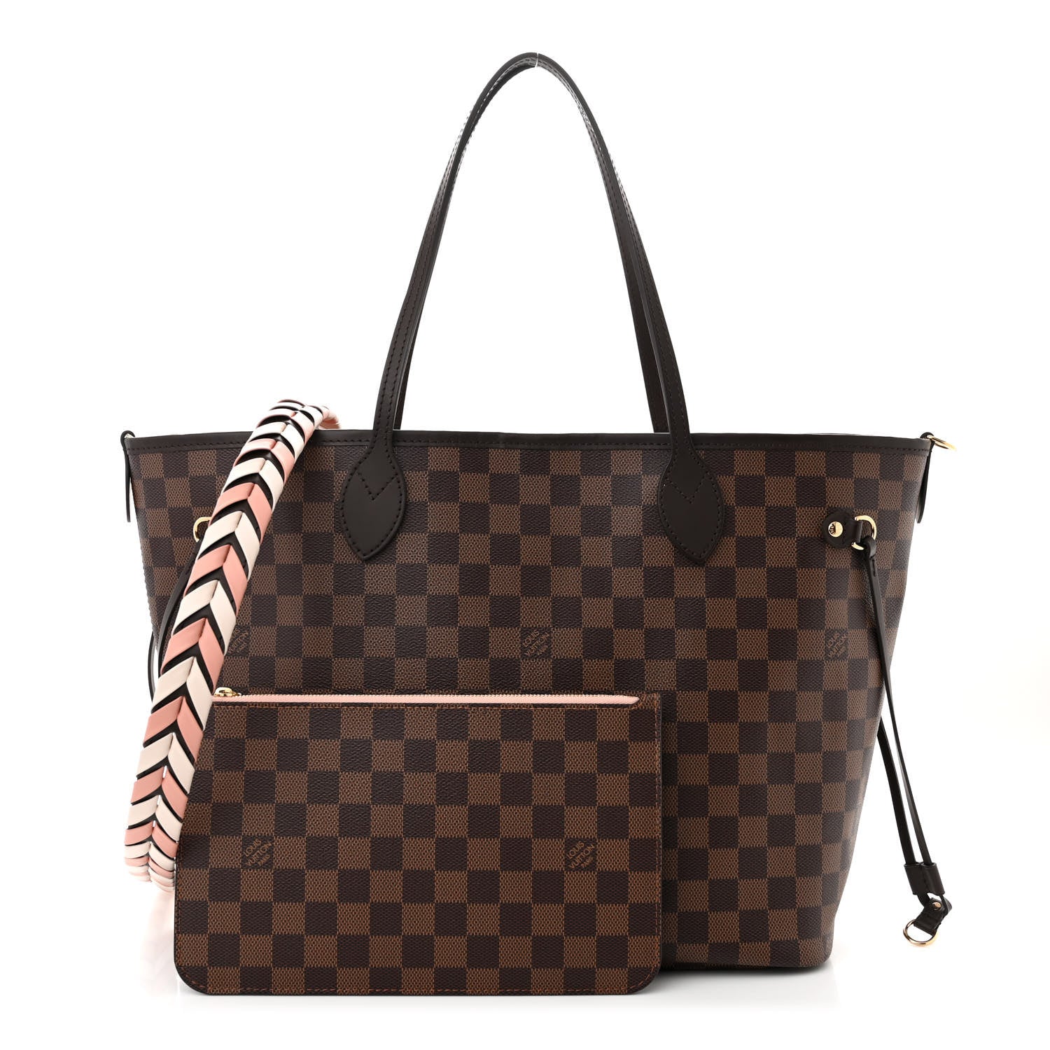 Louis Vuitton Damier Ebene Braided Neverfull MM Pink 3 of 10