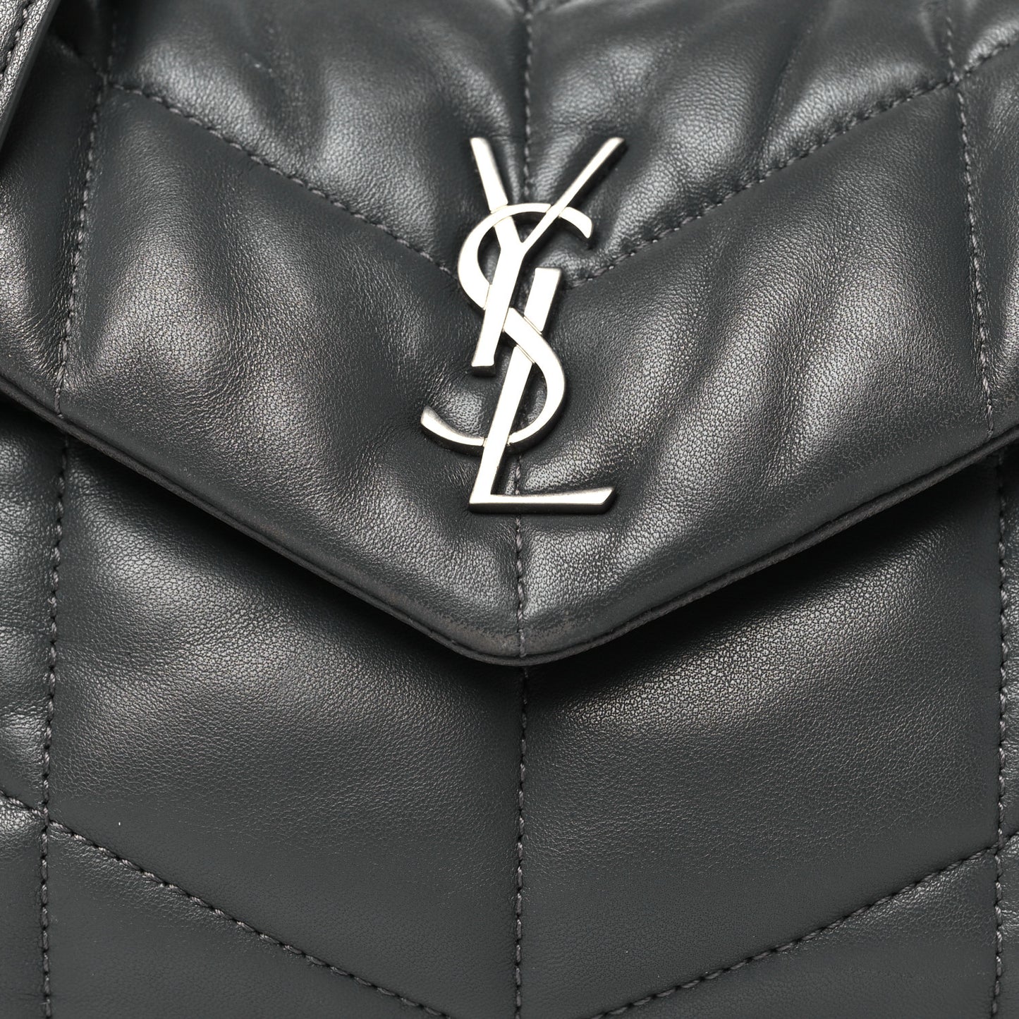 Lambskin Quilted Toy Loulou Puffer Monogram Chain Satchel Storm