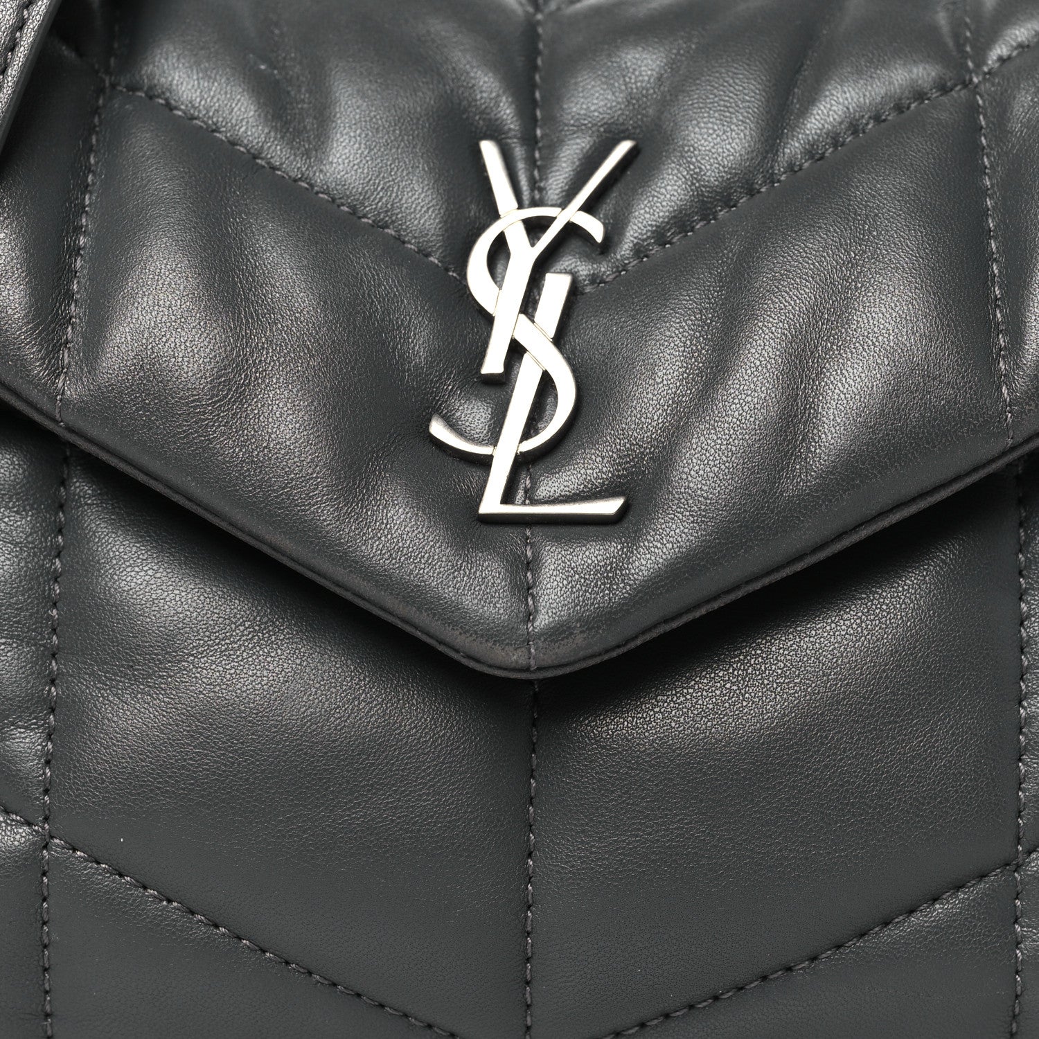 Saint Laurent Lambskin Quilted Toy Loulou Puffer Monogram Chain Satchel Storm 8 of 10