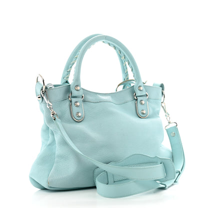 Balenciaga Chevre Silver Metallic Edge Hardware Town Bleu Maldives 4 of 13
