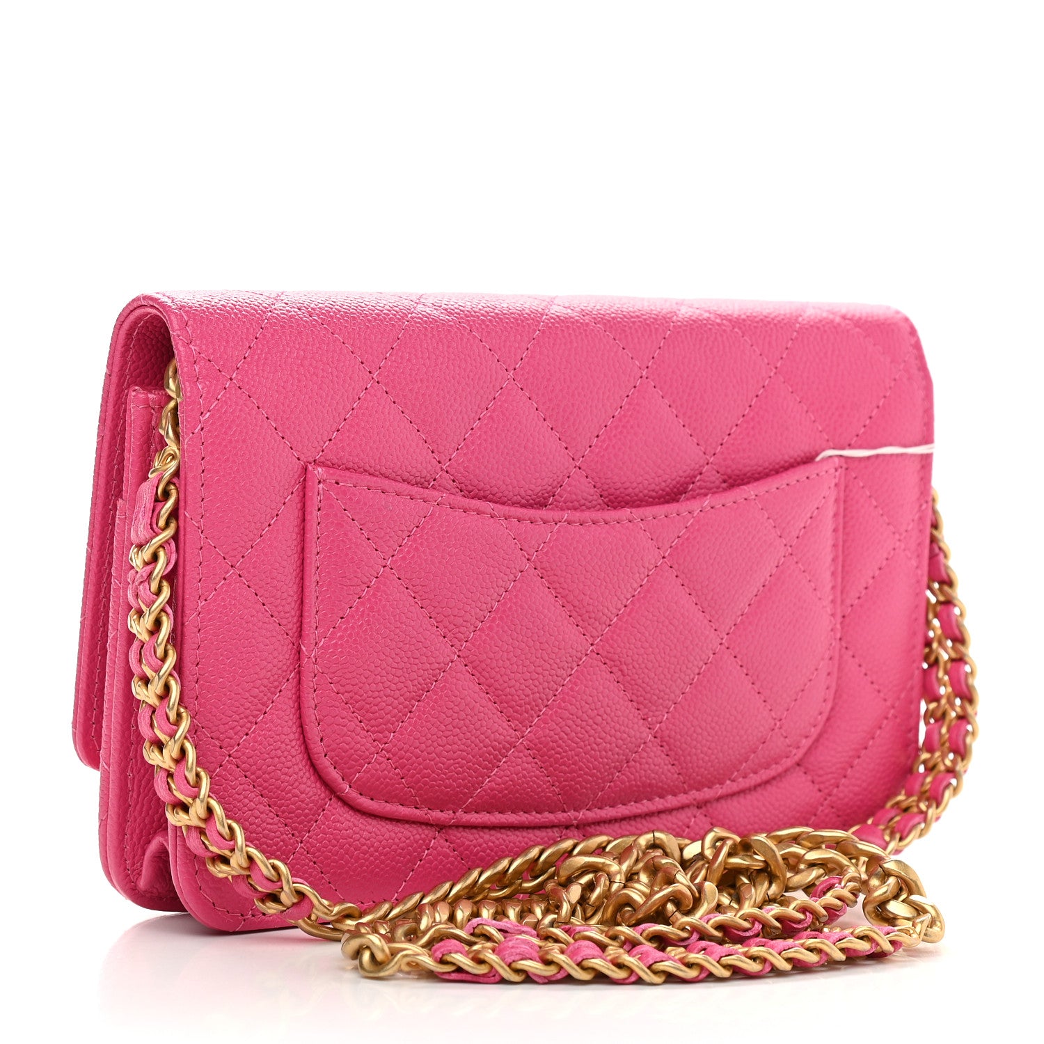Chanel Shiny Caviar Quilted Chain Melody Wallet On Chain WOC Dark Pink 2 of 9