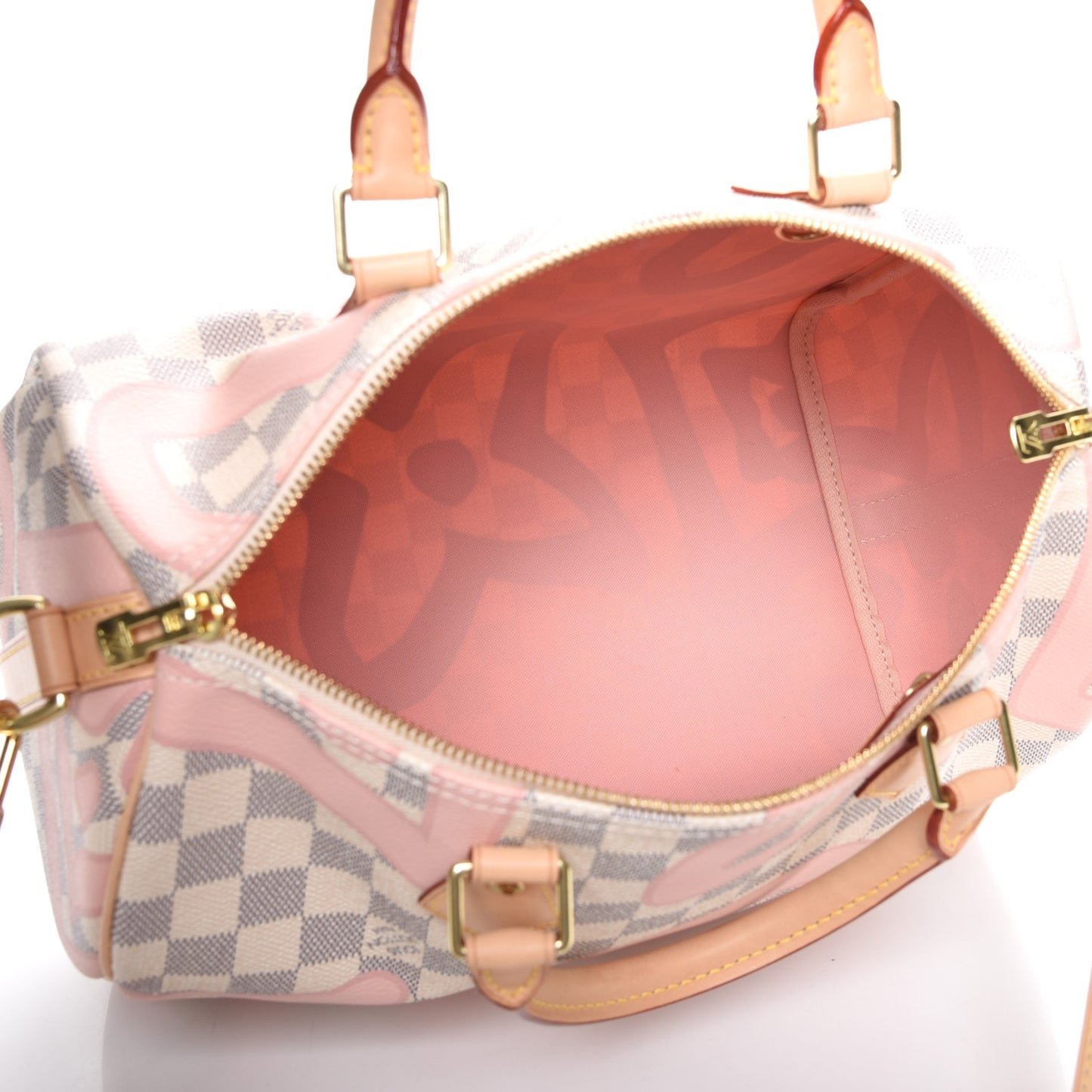 Damier Azur Tahitienne Speedy Bandouliere 30 Rose Ballerine