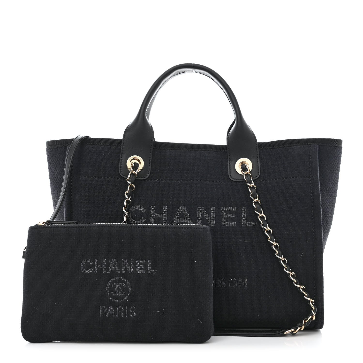 Chanel Mixed Fibers Small Deauville Tote Black 1 of 12