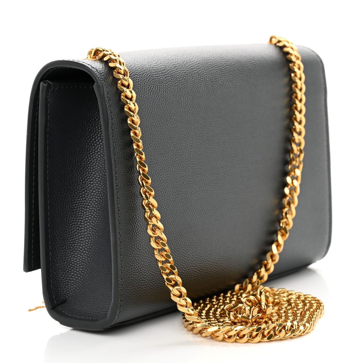Saint Laurent Grain De Poudre Small Classic Monogram Kate Tassel Satchel Dark Smog 3 of 10