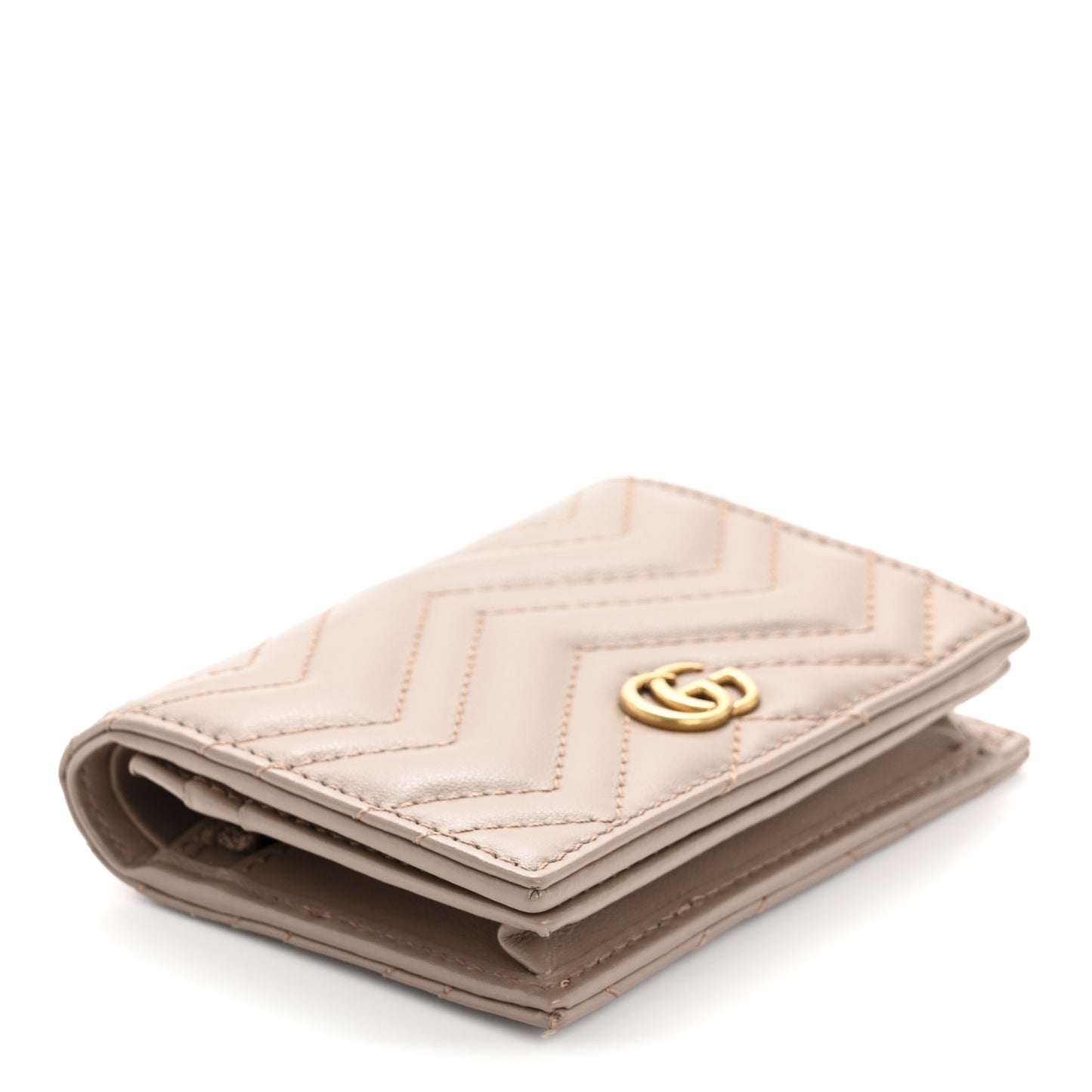 Calfskin Matelasse GG Marmont Card Case Wallet Porcelain Rose