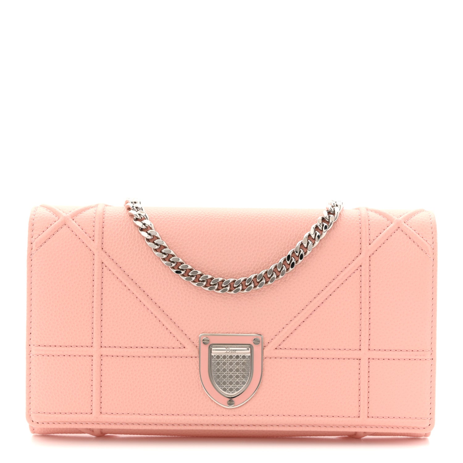 Christian Dior Grained Calfskin Diorama Wallet on Chain Pouch Nude 1 of 21