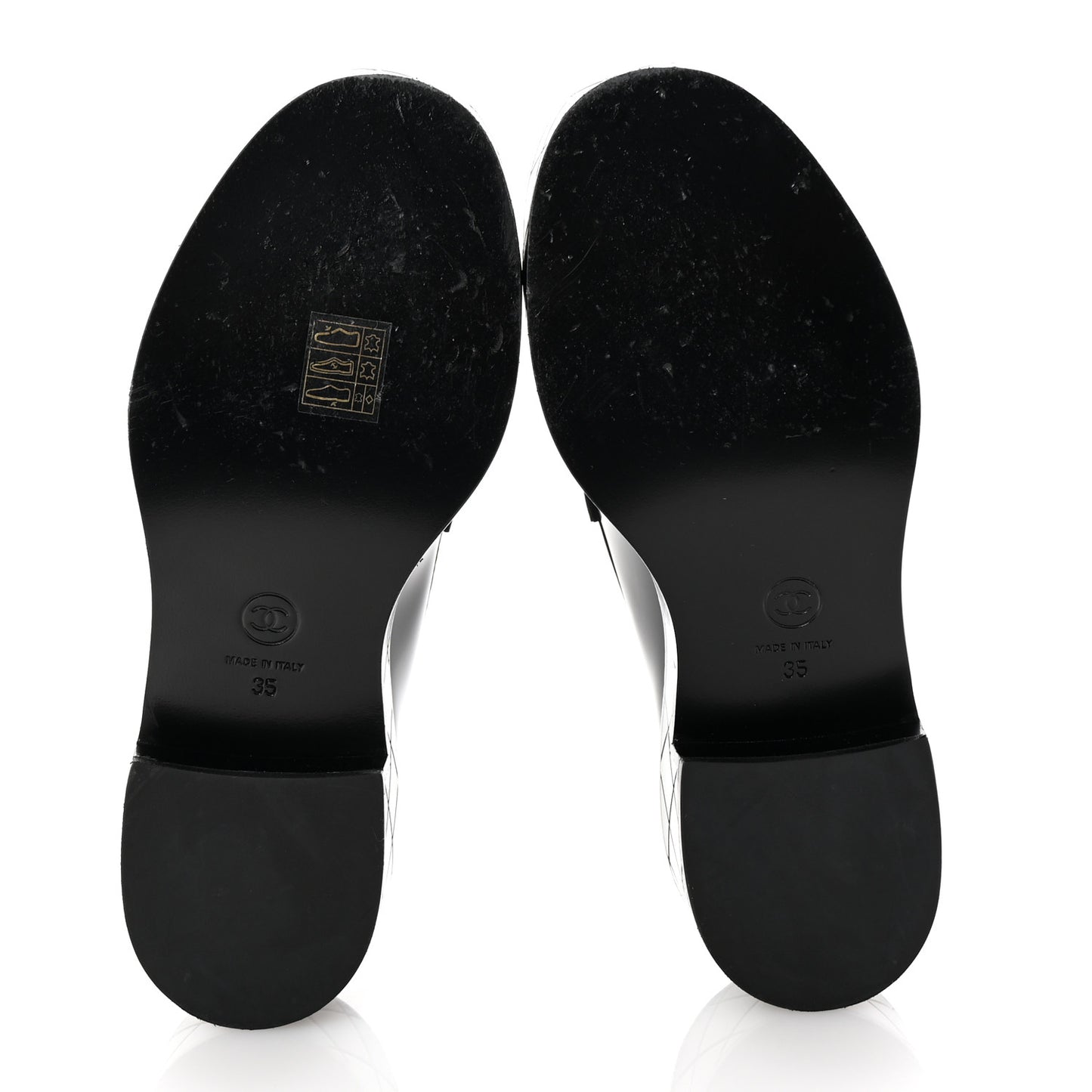 Shiny Calfskin Quilted CC Mocassin Loafers 35 Black