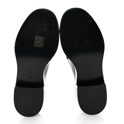 Chanel Shiny Calfskin Quilted CC Mocassin Loafers 35 Black 6 of 10