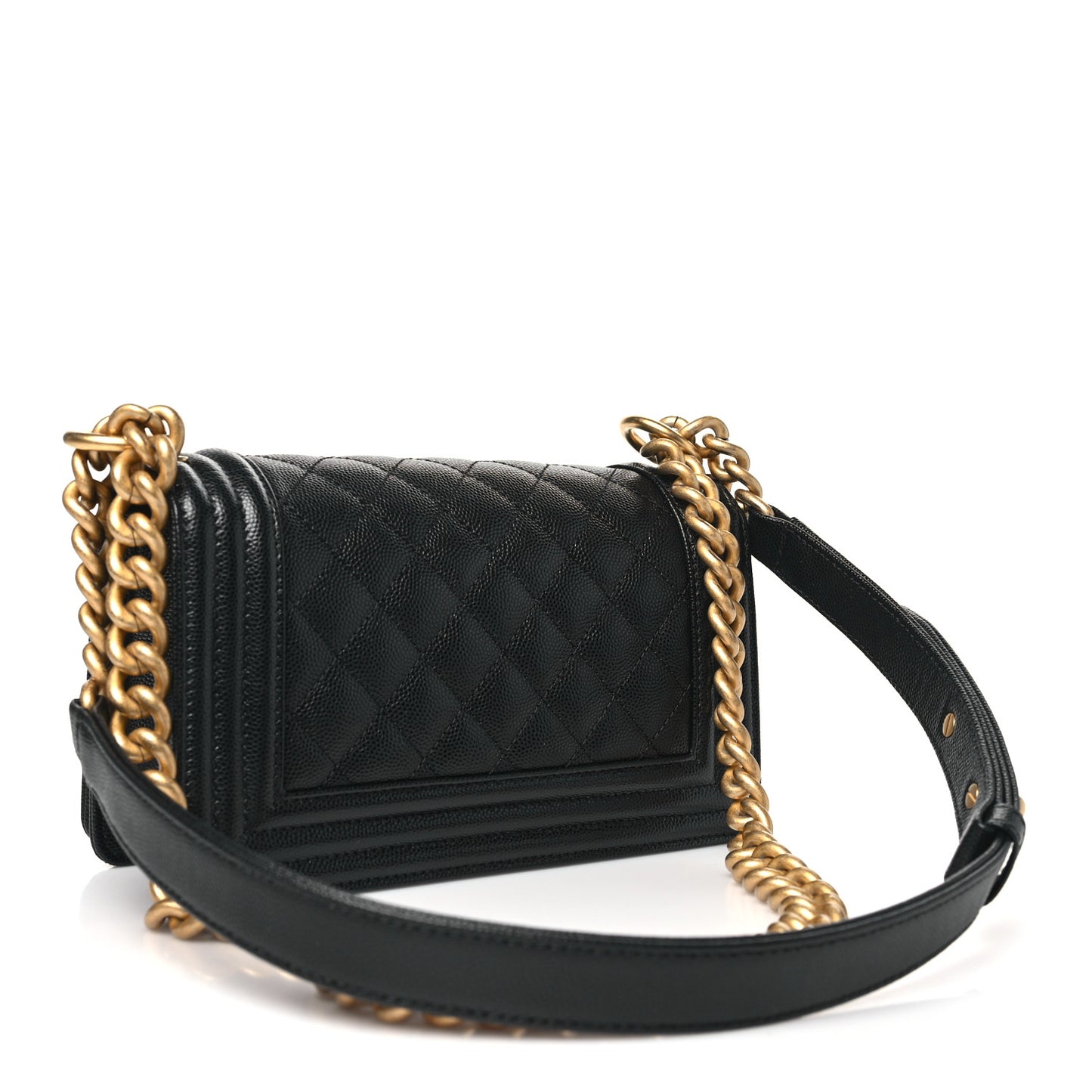 Caviar Quilted Small Boy Flap Black