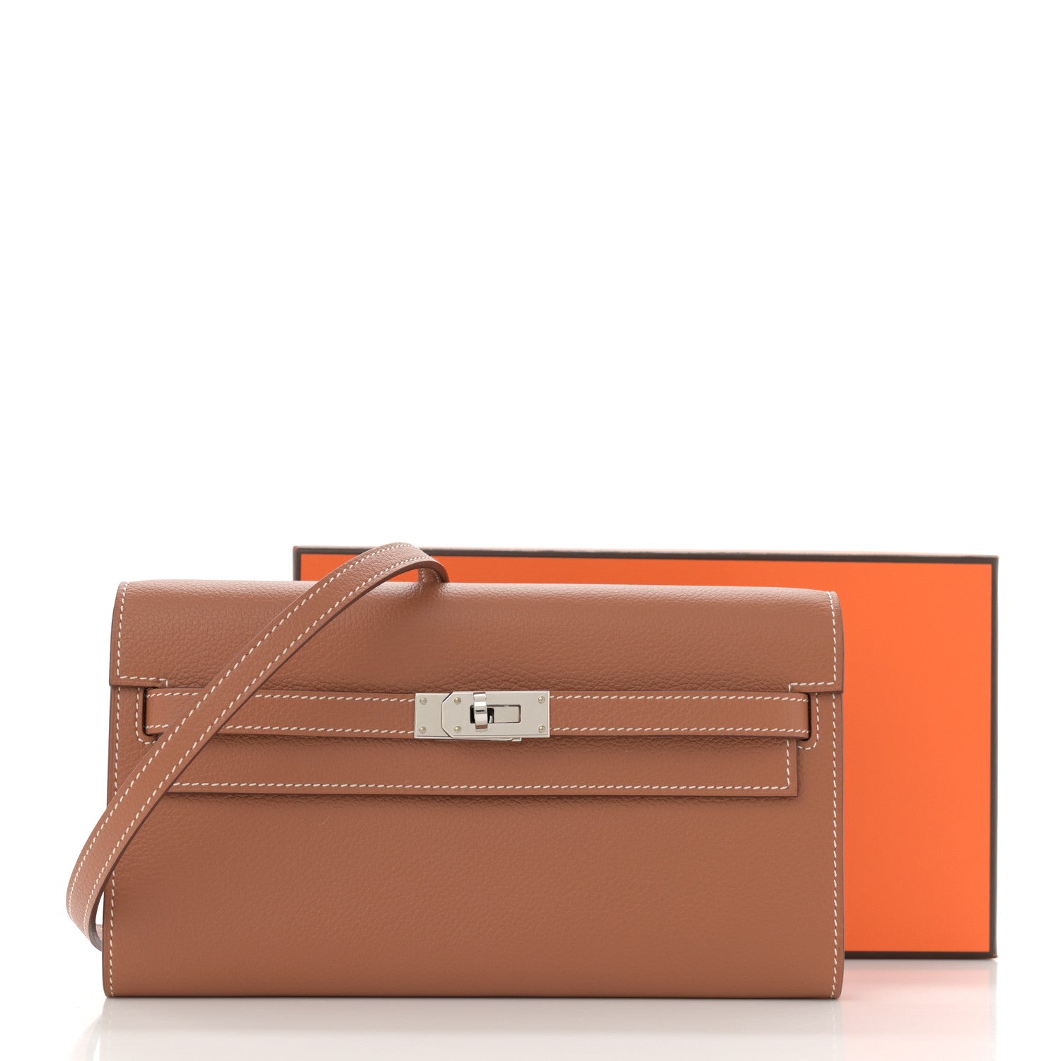 Hermes Evercolor Kelly Wallet To Go Gold 11 of 11