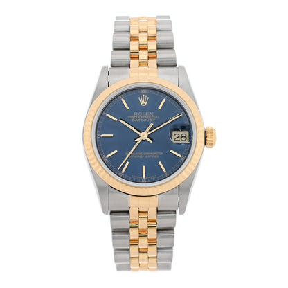 Rolex Stainless Steel 18K Yellow Gold 31mm Oyster Perpetual Datejust Watch Blue 68273 1 of 4