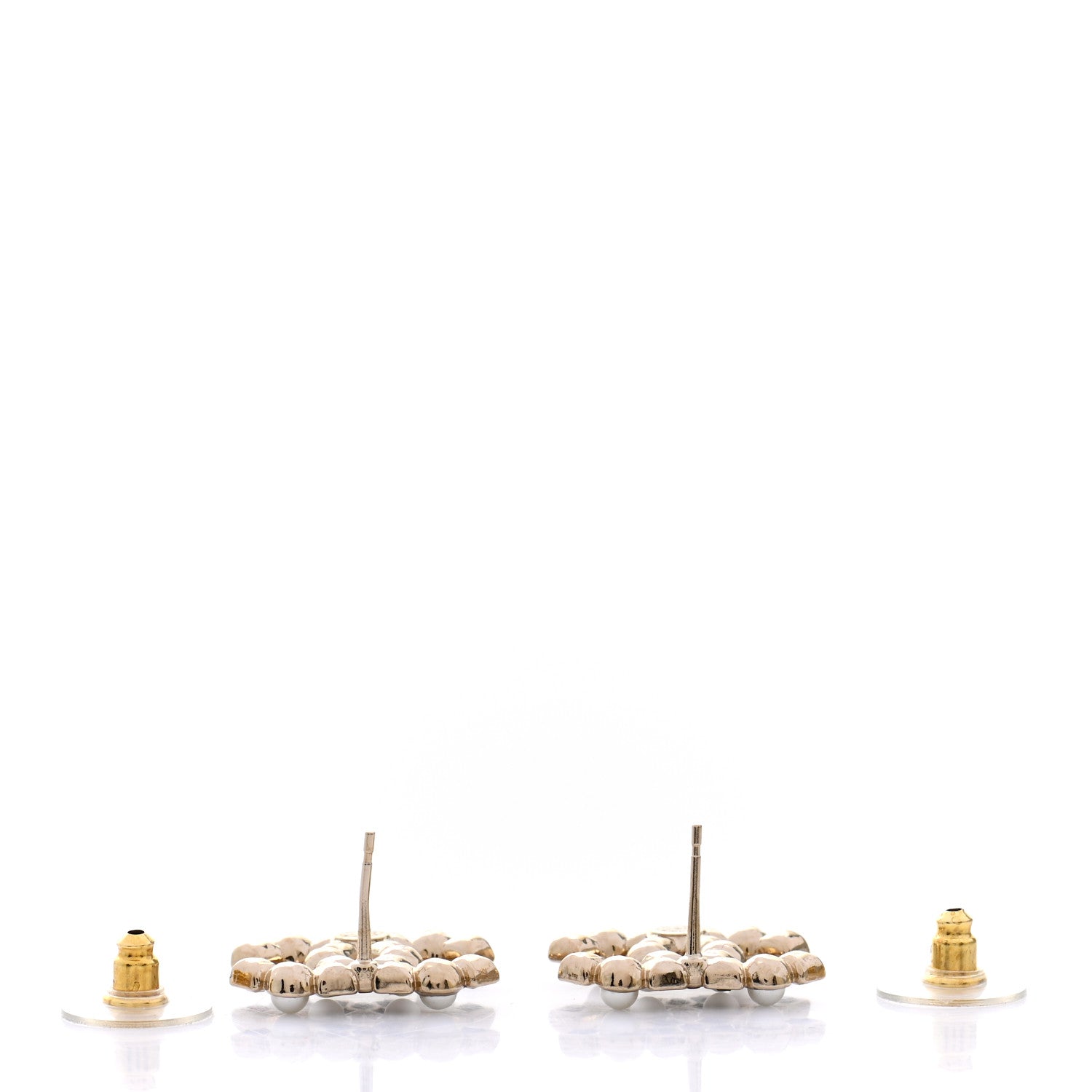 Chanel Pearl Crystal CC Earrings Gold Black 3 of 4