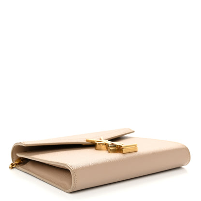 Saint Laurent Grain De Poudre Monogram Cassandra Chain Wallet Dark Beige 4 of 12